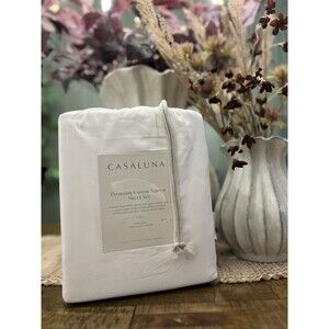 Full 600 Thread Count Sateen Sheet Set White - Casaluna NEW